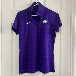 EUC Nike Dri-Fit Womens Dri-Fit Polo Striped Kansas State Powercat Sz LG